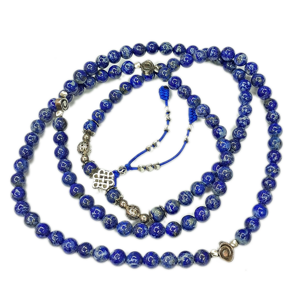 吉祥結{純銀}+青金石108念珠6mm【十方】137426