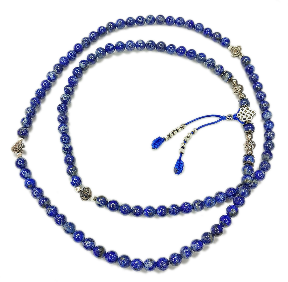 吉祥結{純銀}+青金石108念珠6mm【十方】137426