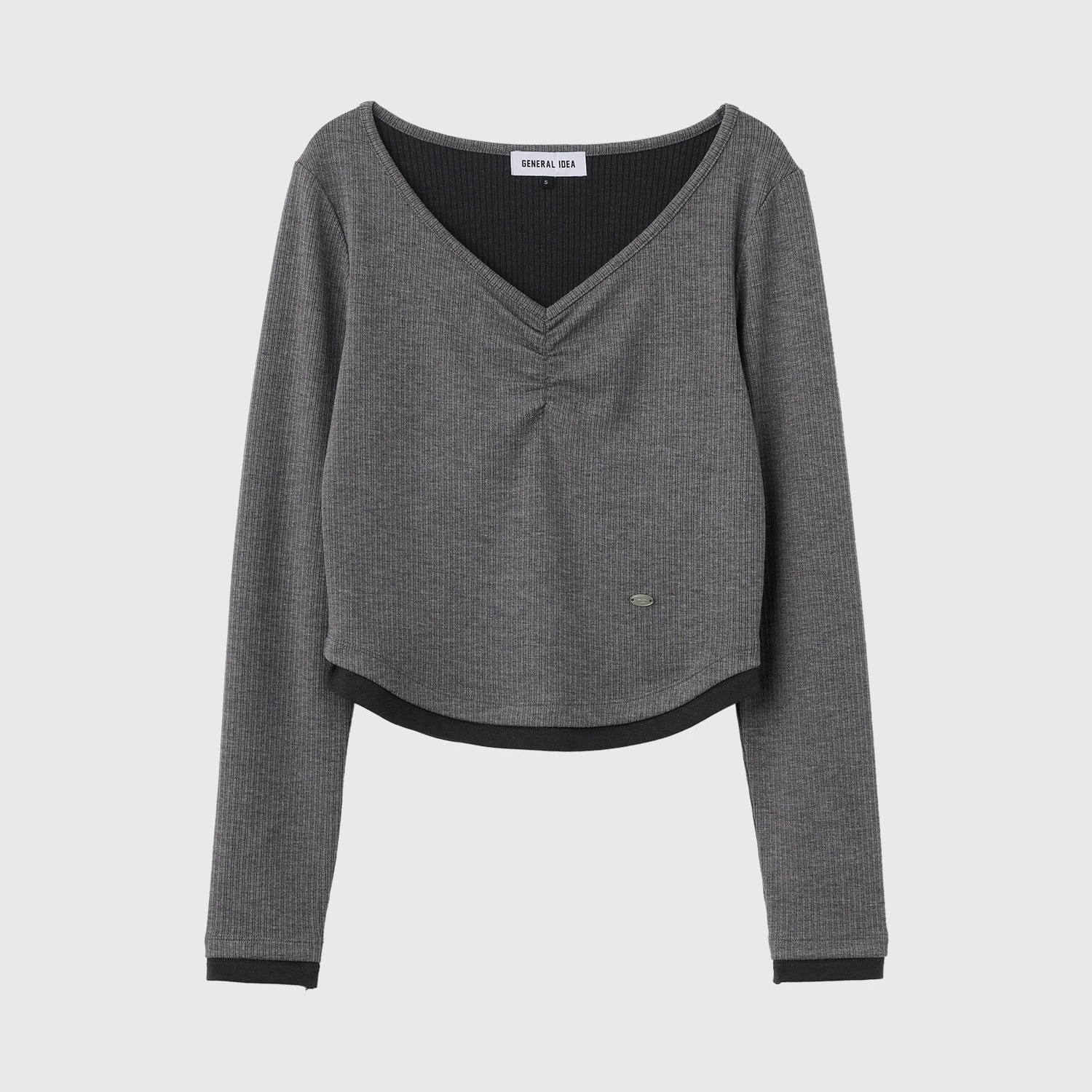 [GENERAL IDEA] V-NECK SHIRRING LAYERED T-SHIRT