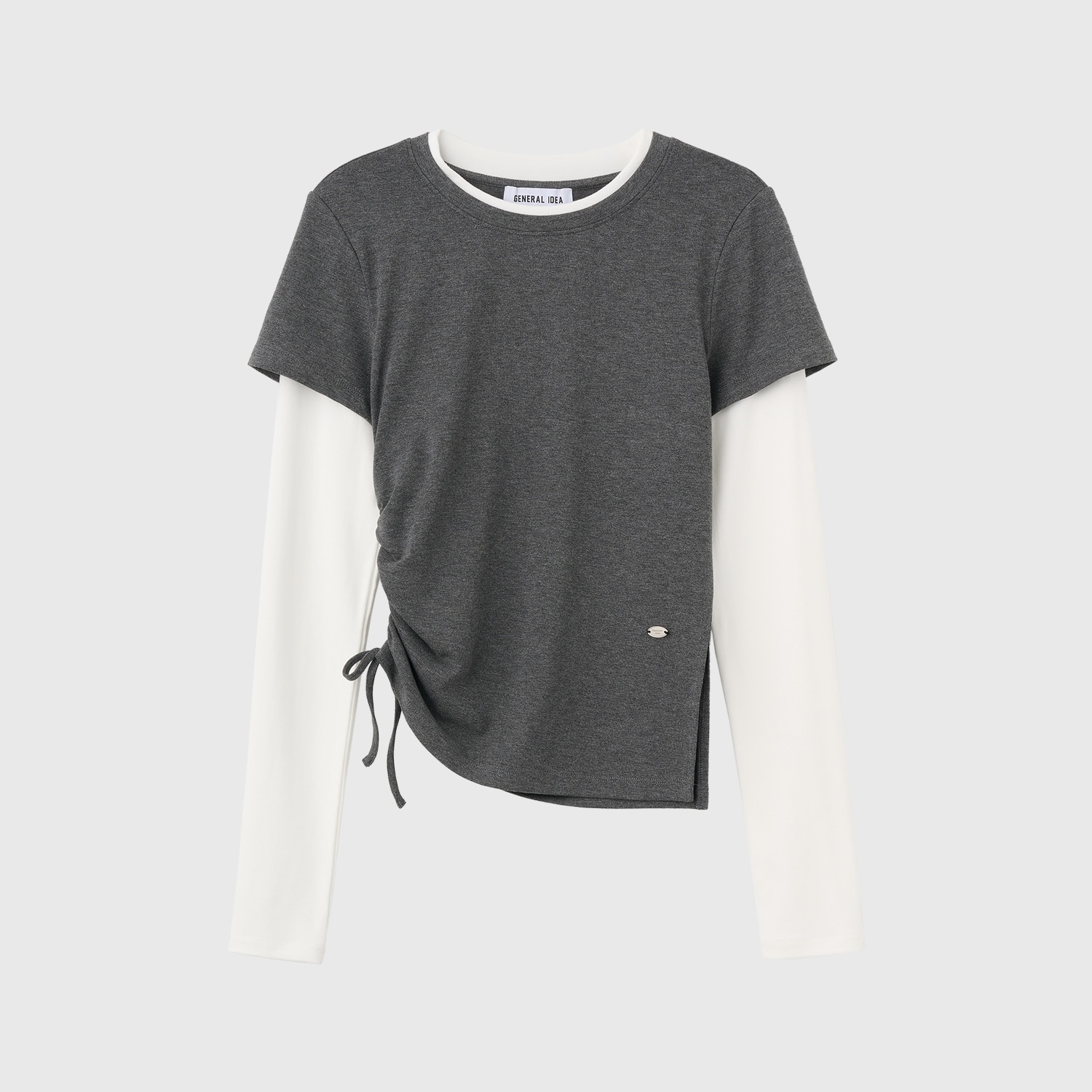 [GENERAL IDEA] SHIRRING HALF LAYERED T-SHIRT