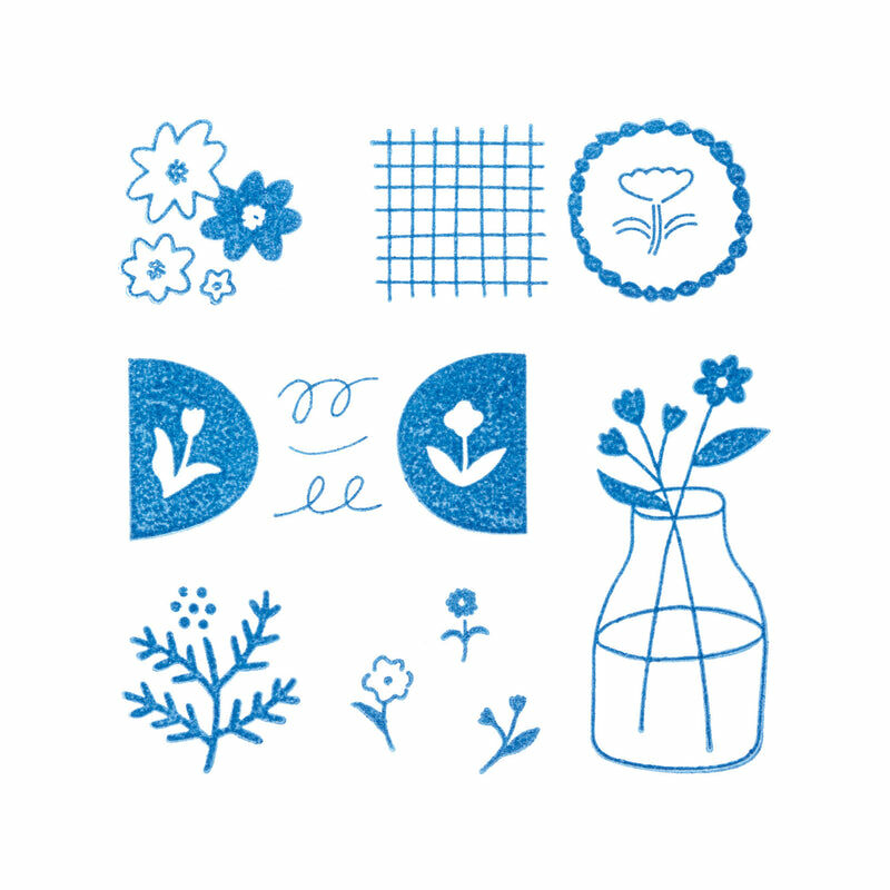 花朵 6入組 冰塊水晶印章 HITOTOKI |日本KINGJIM