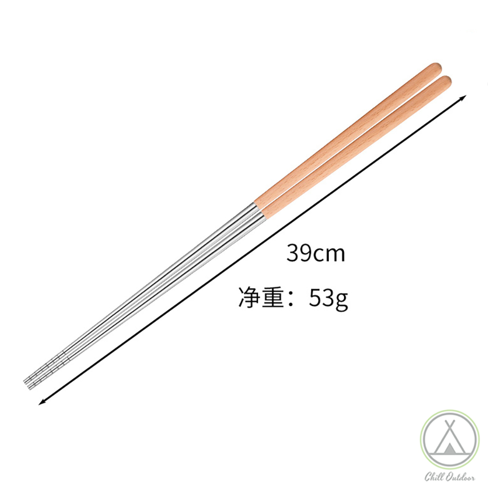 木柄加長筷子 304不鏽鋼