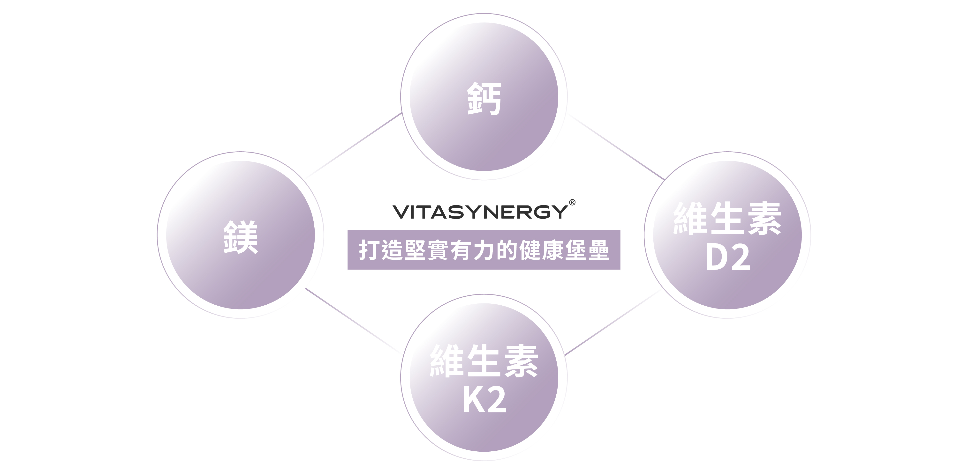 VITASYNERGY®營養加乘配方鈣、鎂、維生素D2 與 K2