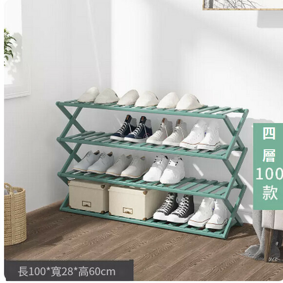 Popular shoe rack simple installation-free folding shoe cabinet to store multi-layer dust-proof slippers and shoe cabinet (4 layers 100 [new green])