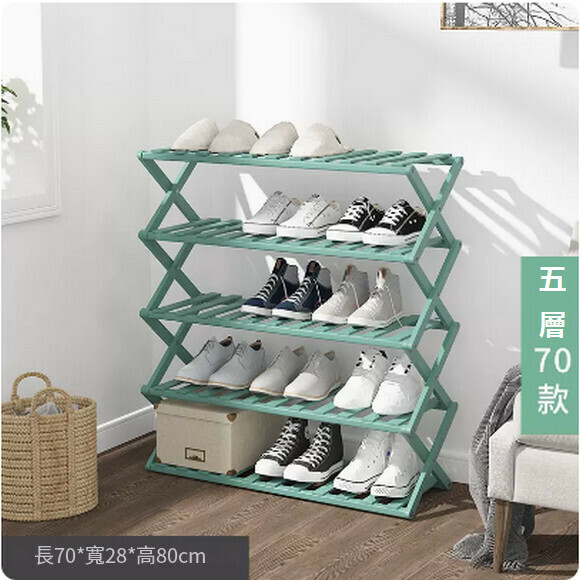 Popular shoe rack, simple installation-free folding shoe cabinet to store multi-layer dustproof slippers and shoe cabinet (5 layers 70 [new green])