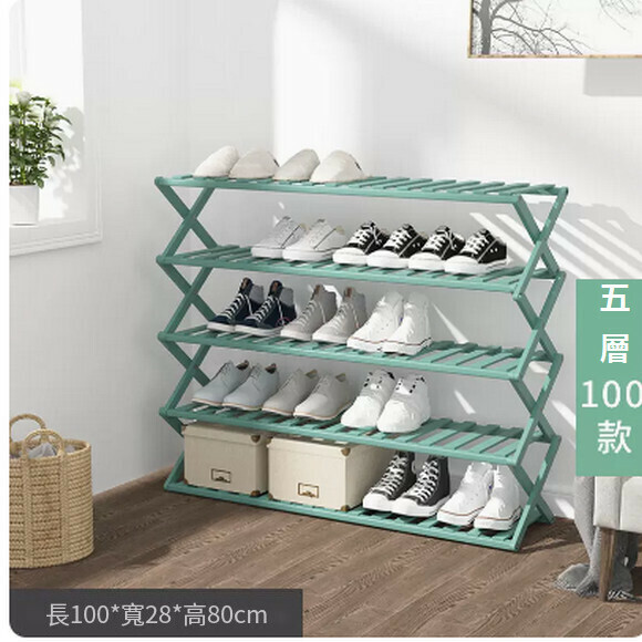 Popular shoe rack simple installation-free folding shoe cabinet to store multi-layer dust-proof slippers and shoe cabinet (5 layers 100 [new green])