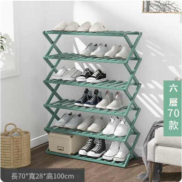 Popular shoe rack, simple installation-free folding shoe cabinet to store multi-layer dust-proof slippers and shoe cabinet (6 layers 70 [new green])