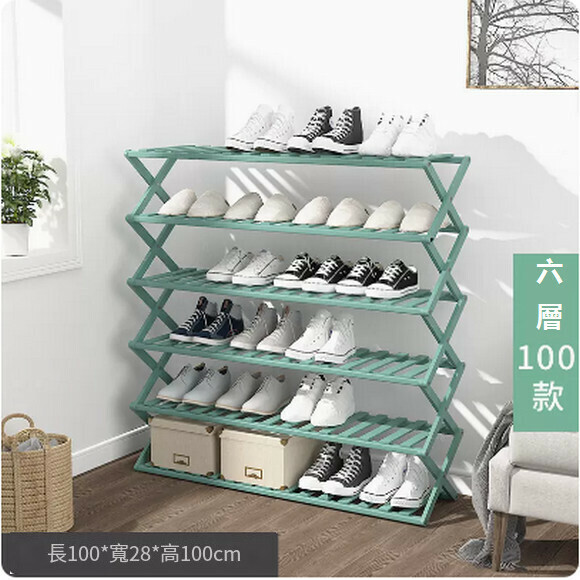 Popular shoe rack simple installation-free folding shoe cabinet to store multi-layer dust-proof slippers and shoe cabinet (6 layers 100 [new green])