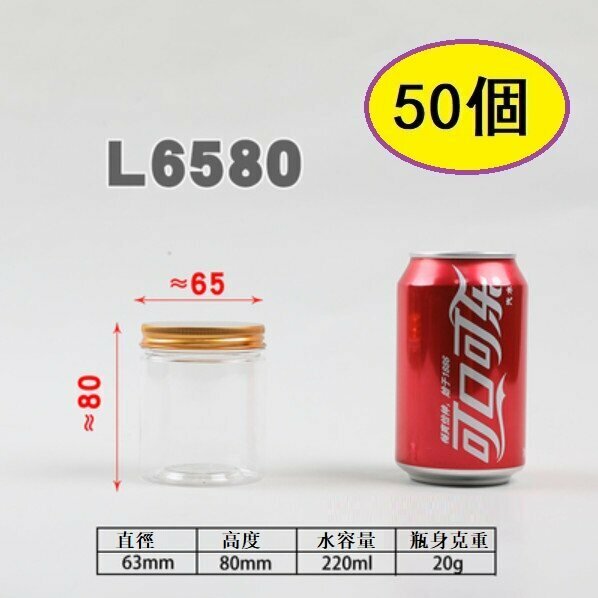 爆款（50個）鋁金蓋塑膠食品罐（金蓋L6580-20g /厚）