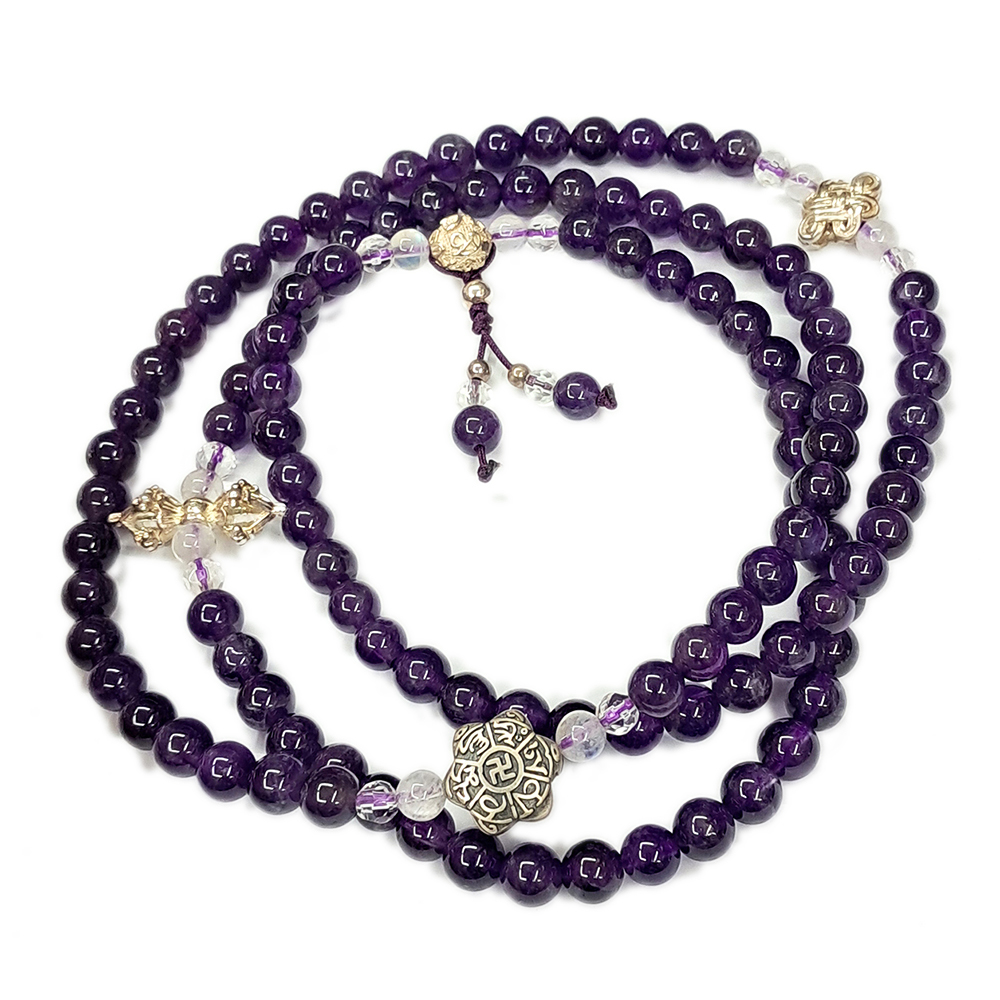 六字真言925銀紫水晶108念珠6mm【十方】146672