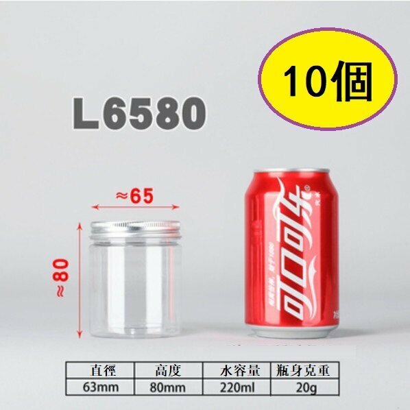 Hot style (10 pieces) plastic food jars with aluminum lids (L6580-20g diameter 6.3*height 8cm/medium thickness/small size)