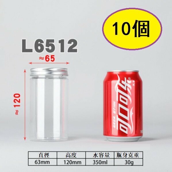 Hot style (10 pieces) plastic food jars with aluminum lids (L6512-30g diameter 6.3*height 12cm/thick/small size)