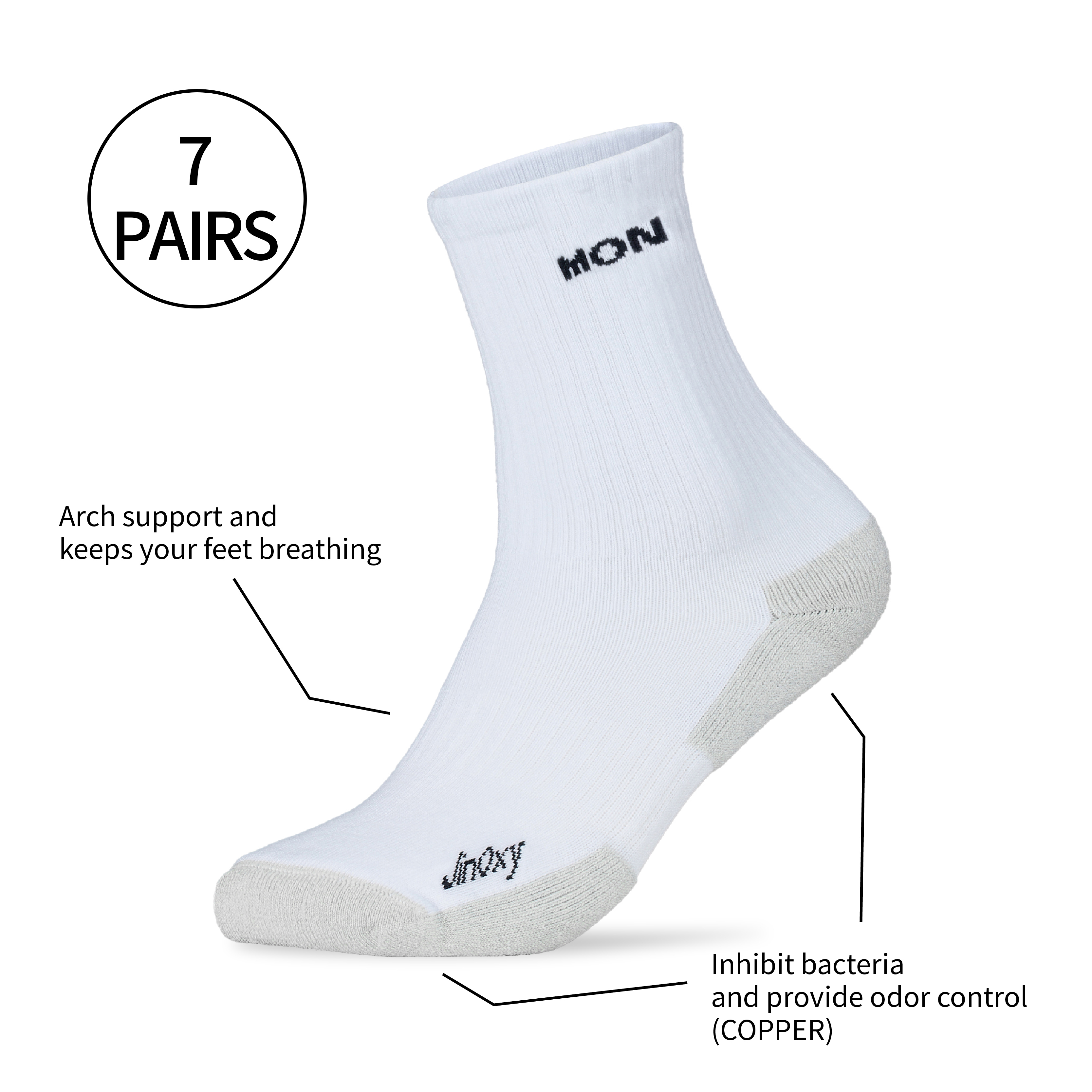 【JinOxy 極奧】COP Daily Socks 銅日常中筒襪(7雙)