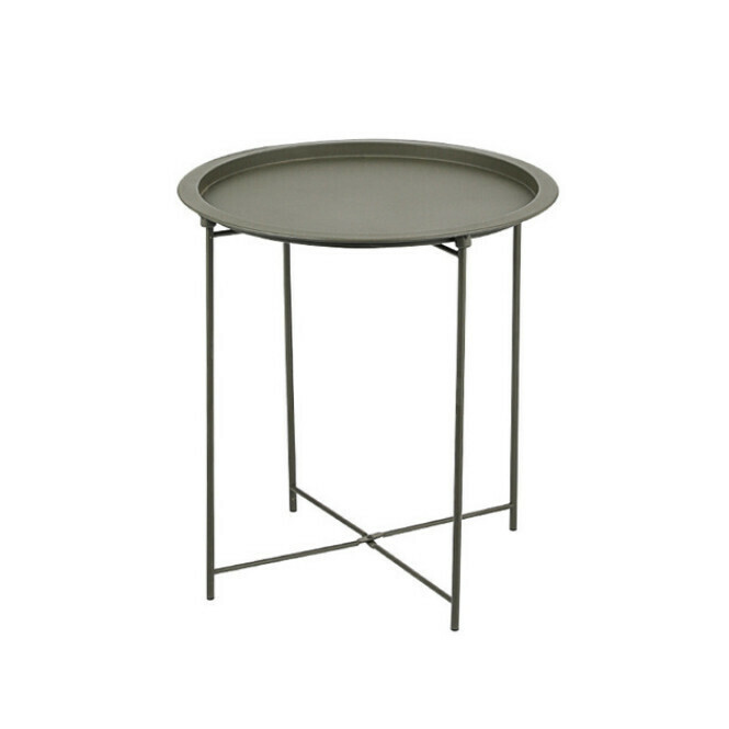 Popular Ins Nordic Modern Simple Coffee Table Books Bedside Table Sofa Side Table Living Room Light Luxury Mini Folding Iron Round Table (Gray)