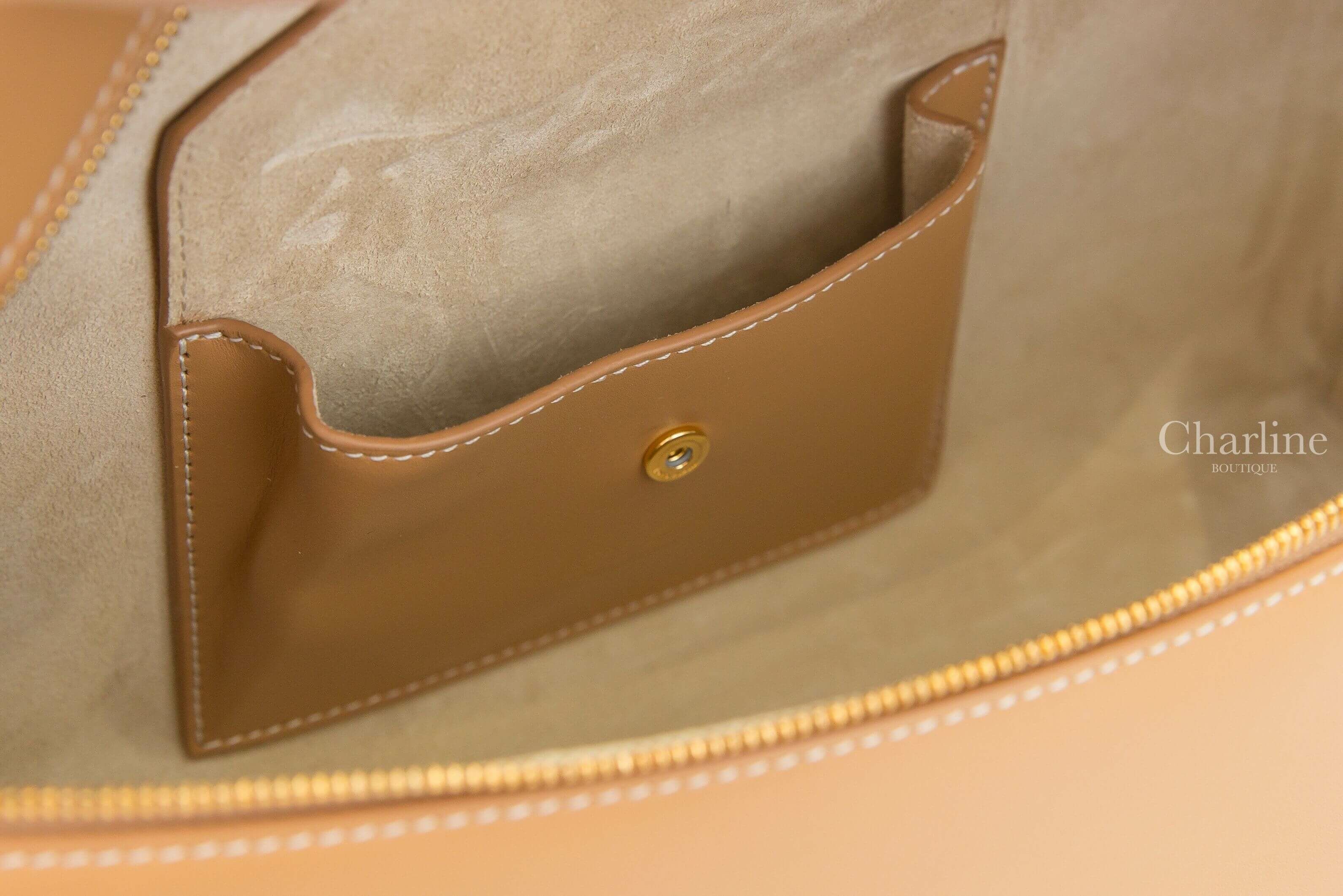 Loro Piana Extra Bag L27 淺竹色小牛皮金色鎖頭手提肩背包-Charline Boutique 精品代購