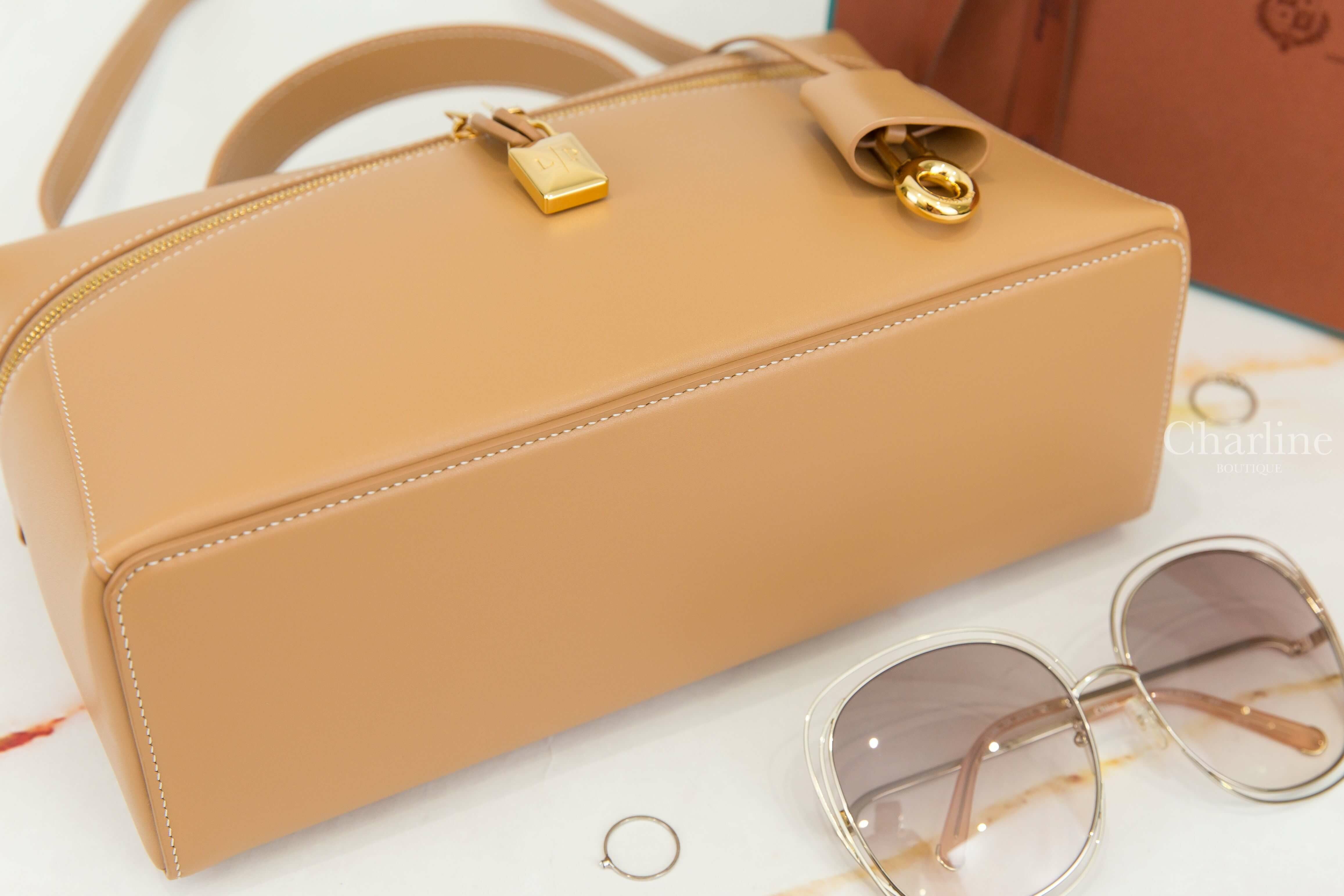 Loro Piana Extra Bag L27 淺竹色小牛皮金色鎖頭手提肩背包-Charline Boutique 精品代購