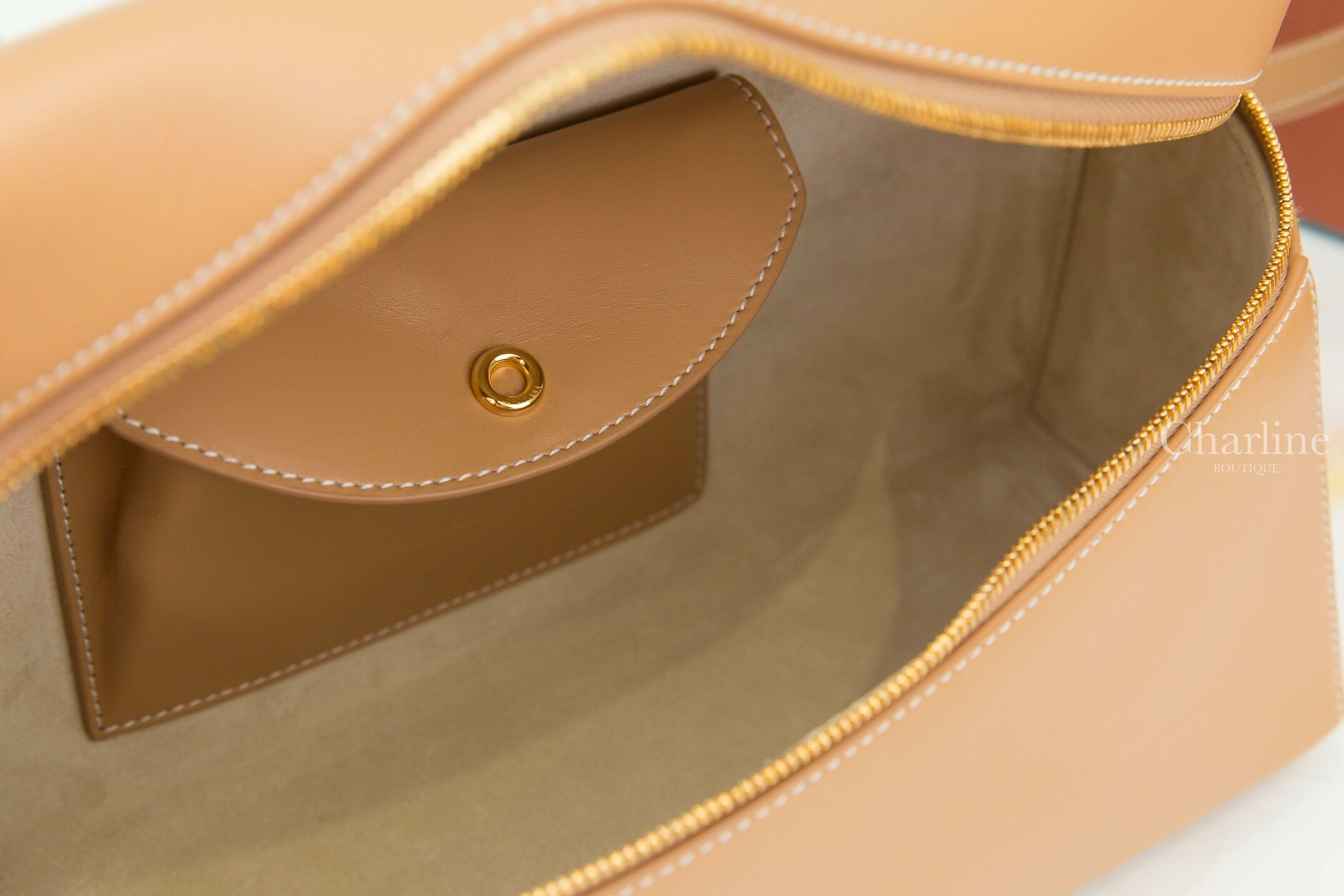 Loro Piana Extra Bag L27 淺竹色小牛皮金色鎖頭手提肩背包-Charline Boutique 精品代購
