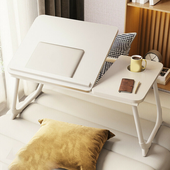 Popular five-level adjustable student bedroom artifact with stable support for folding small table (white with white legs)