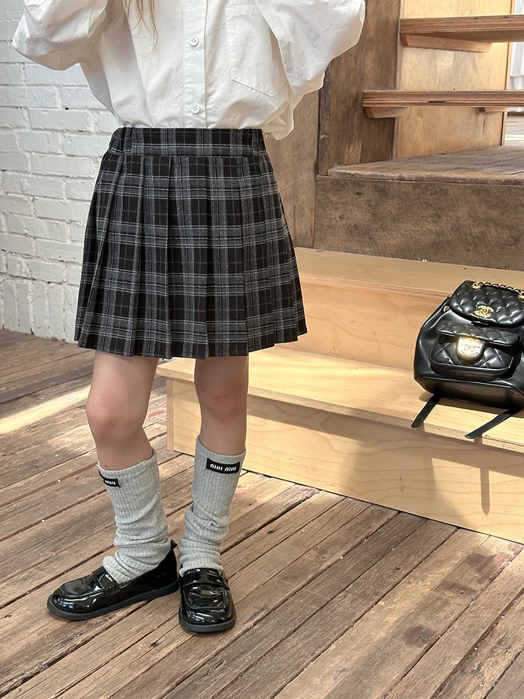 英倫風格子百褶裙