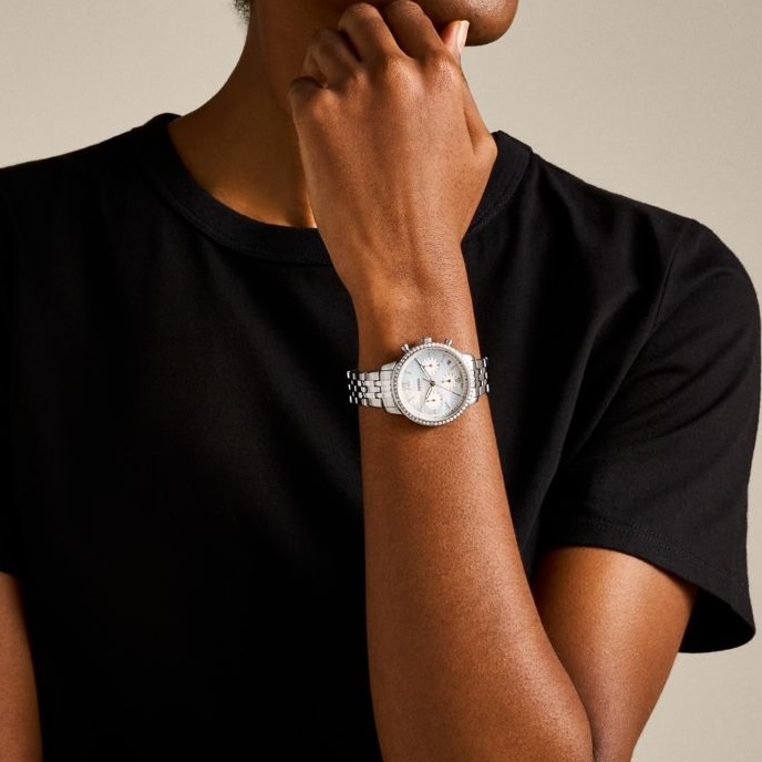 Neutra 綻彩三眼計時女錶 銀色不鏽鋼鍊帶 36MM ES5357