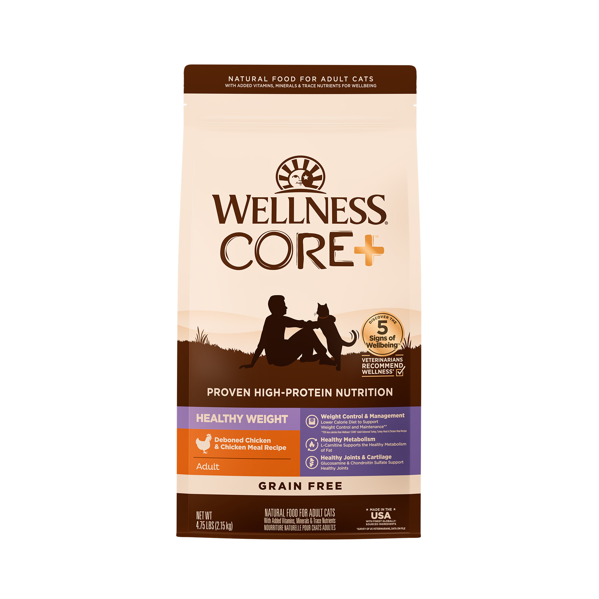 WELLNESS CORE+無榖系列-成貓 體重控制(4.75磅)