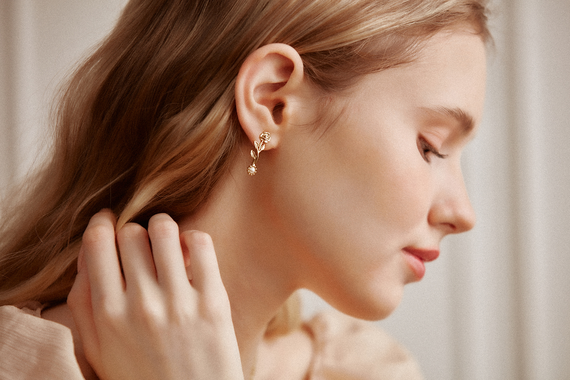 黃銅飾品, 18KGP, 飾品, 黃銅, 鋯石,耳環,施華洛世奇水晶珍珠,18K金,玫瑰,氣質