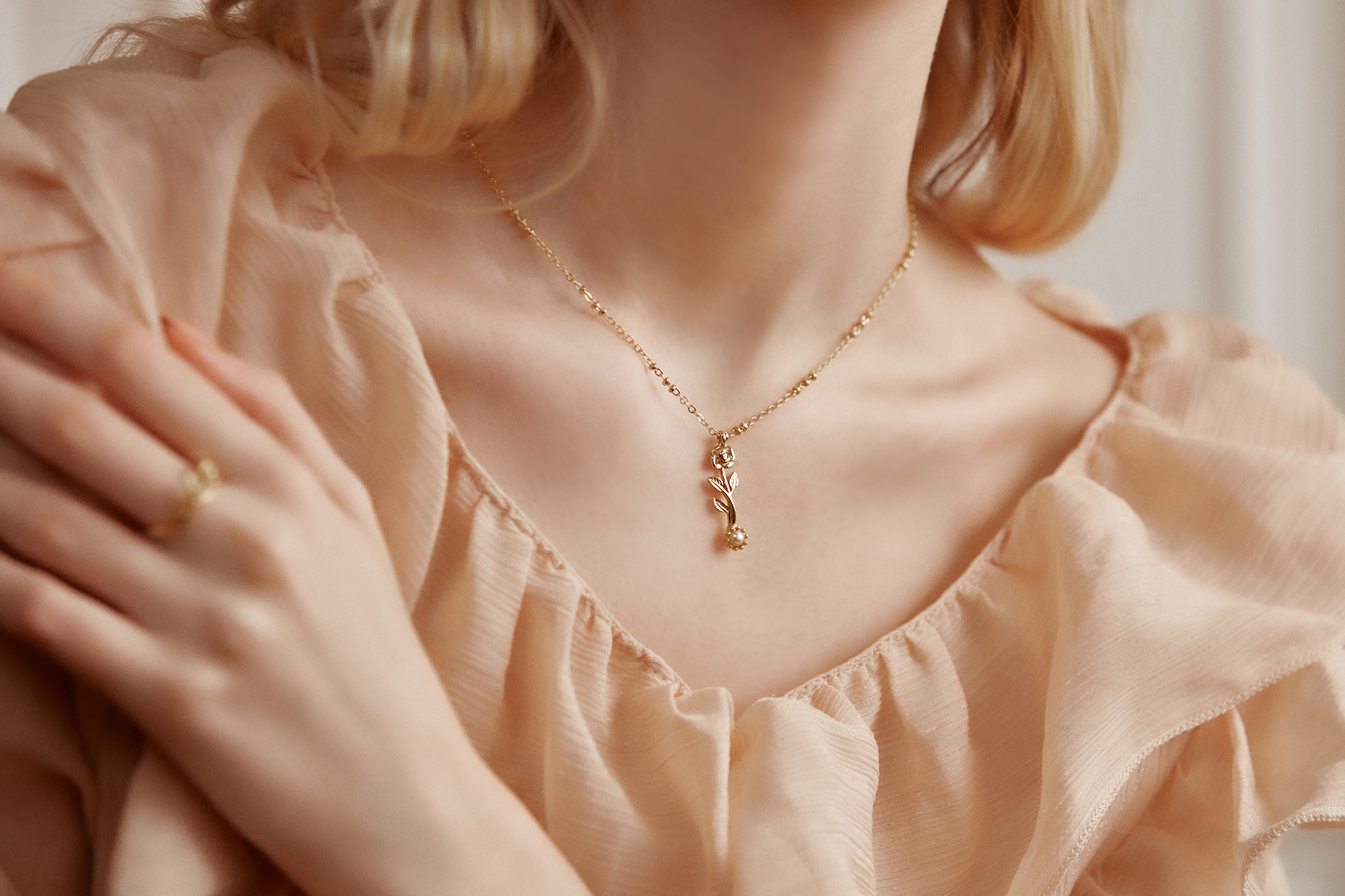 黃銅飾品, 18KGP, 飾品, 黃銅, 鋯石,項鍊,施華洛世奇水晶珍珠,18K金,玫瑰,氣質