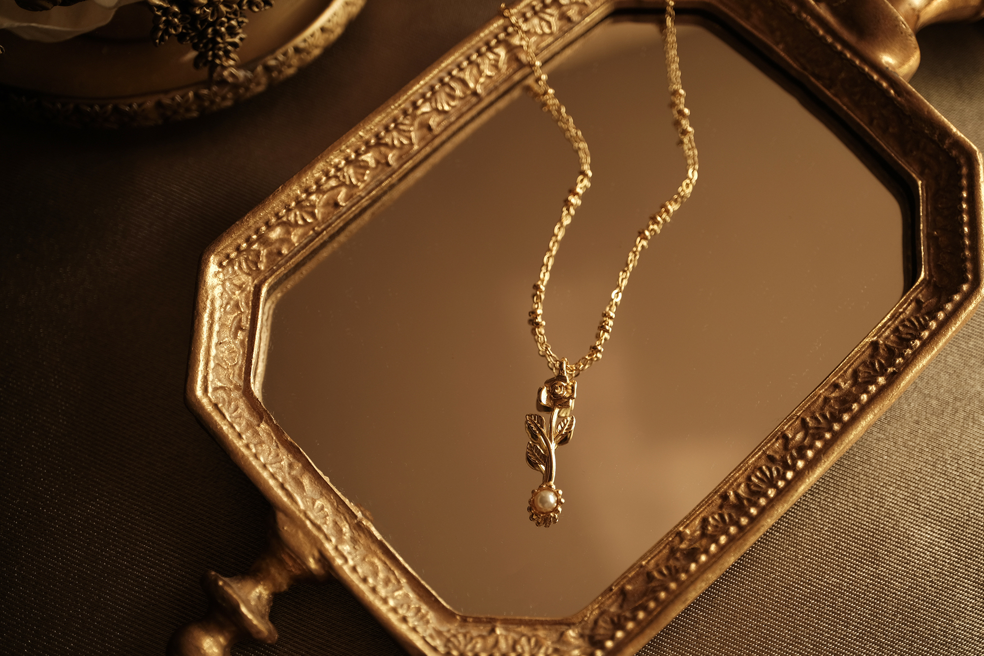 黃銅飾品, 18KGP, 飾品, 黃銅, 鋯石,項鍊,施華洛世奇水晶珍珠,18K金,玫瑰,氣質