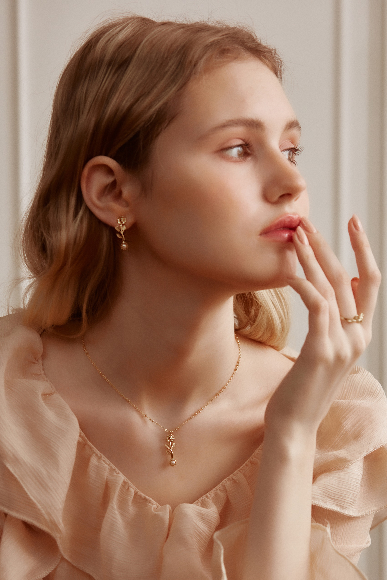 黃銅飾品, 18KGP, 飾品, 黃銅, 鋯石,項鍊,施華洛世奇水晶珍珠,18K金,玫瑰,氣質