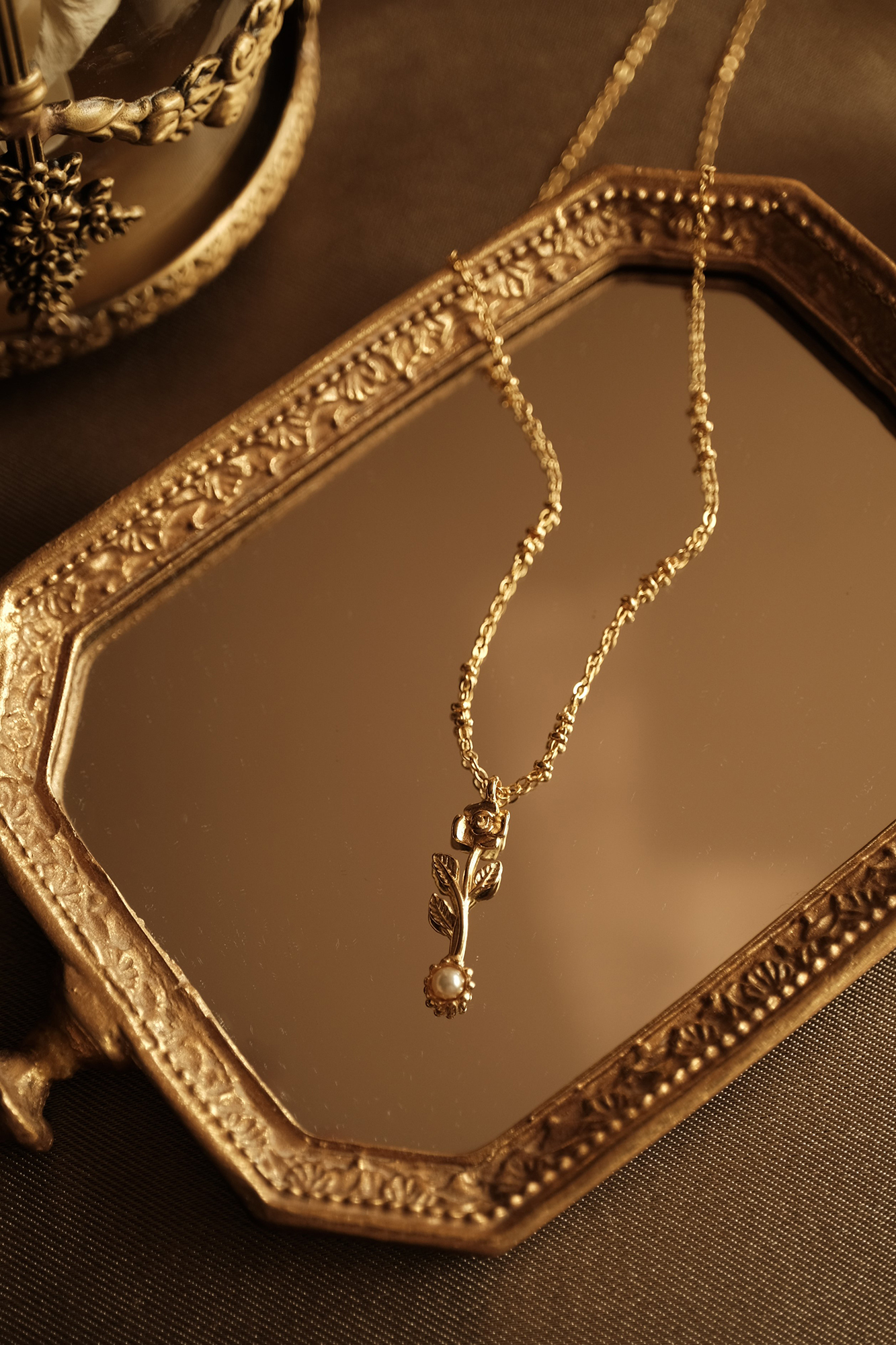 黃銅飾品, 18KGP, 飾品, 黃銅, 鋯石,項鍊,施華洛世奇水晶珍珠,18K金,玫瑰,氣質