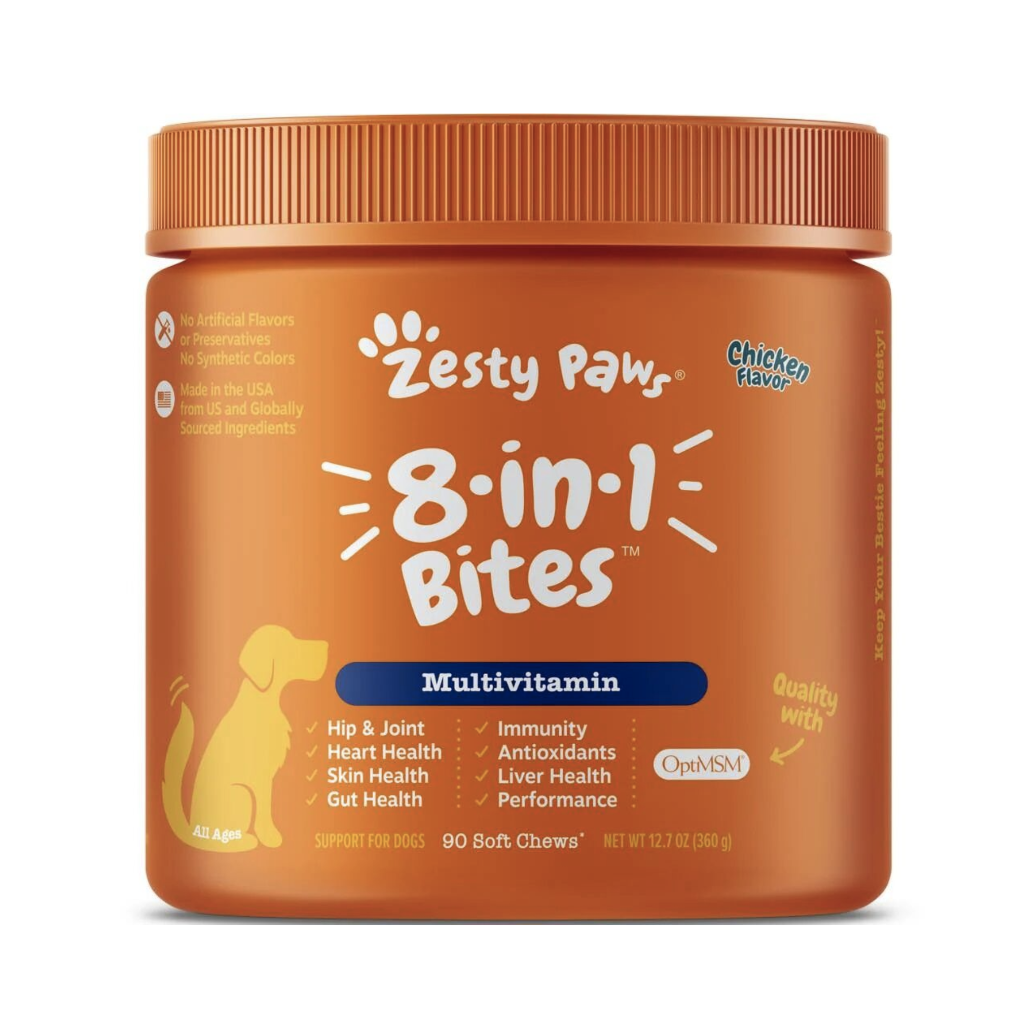 Zesty Paws- 犬用8合1多種維他命多功能咀嚼片(雞肉味) 90片