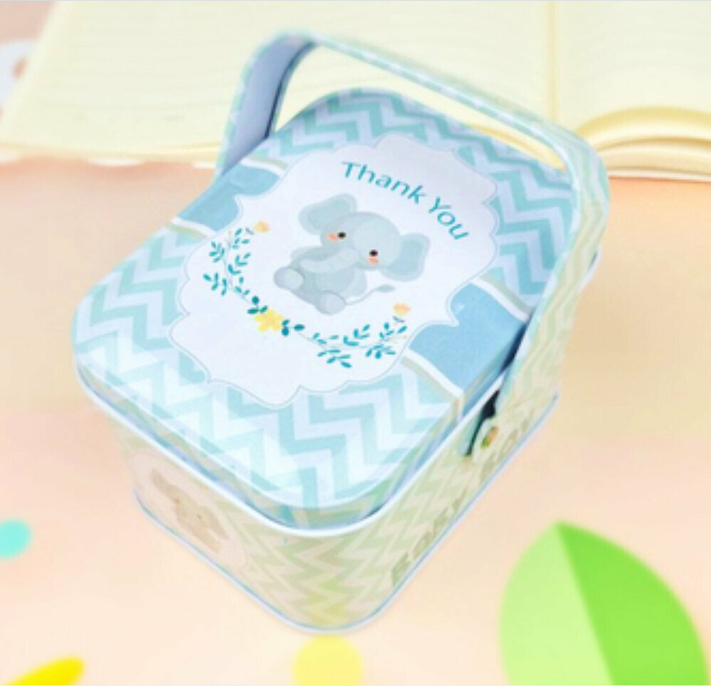 Popular small handle storage gift box portable iron box (green portable 21#) (length 10.5cm*width 7.8cm*height 6.3cm)