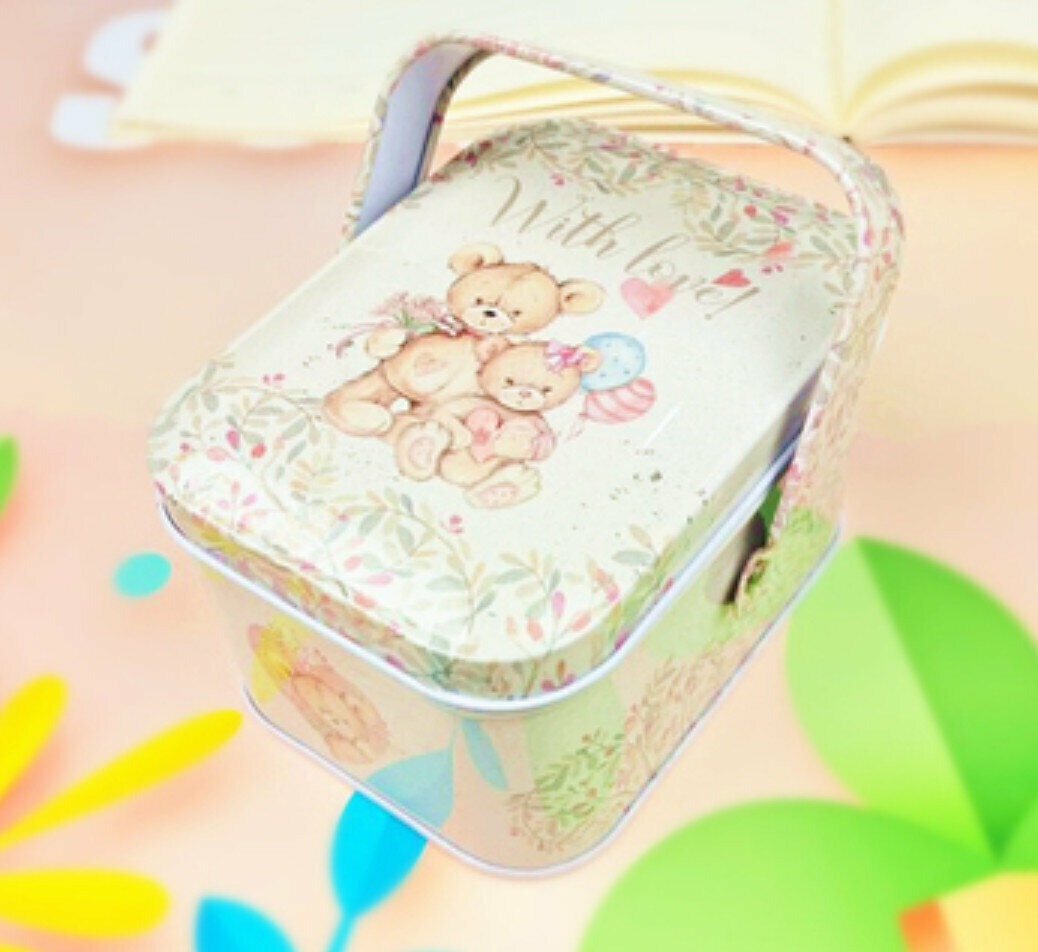 Popular small handle storage gift box portable iron box (fluorescent green portable 23#) (length 10.5cm*width 7.8cm*height 6.3cm)
