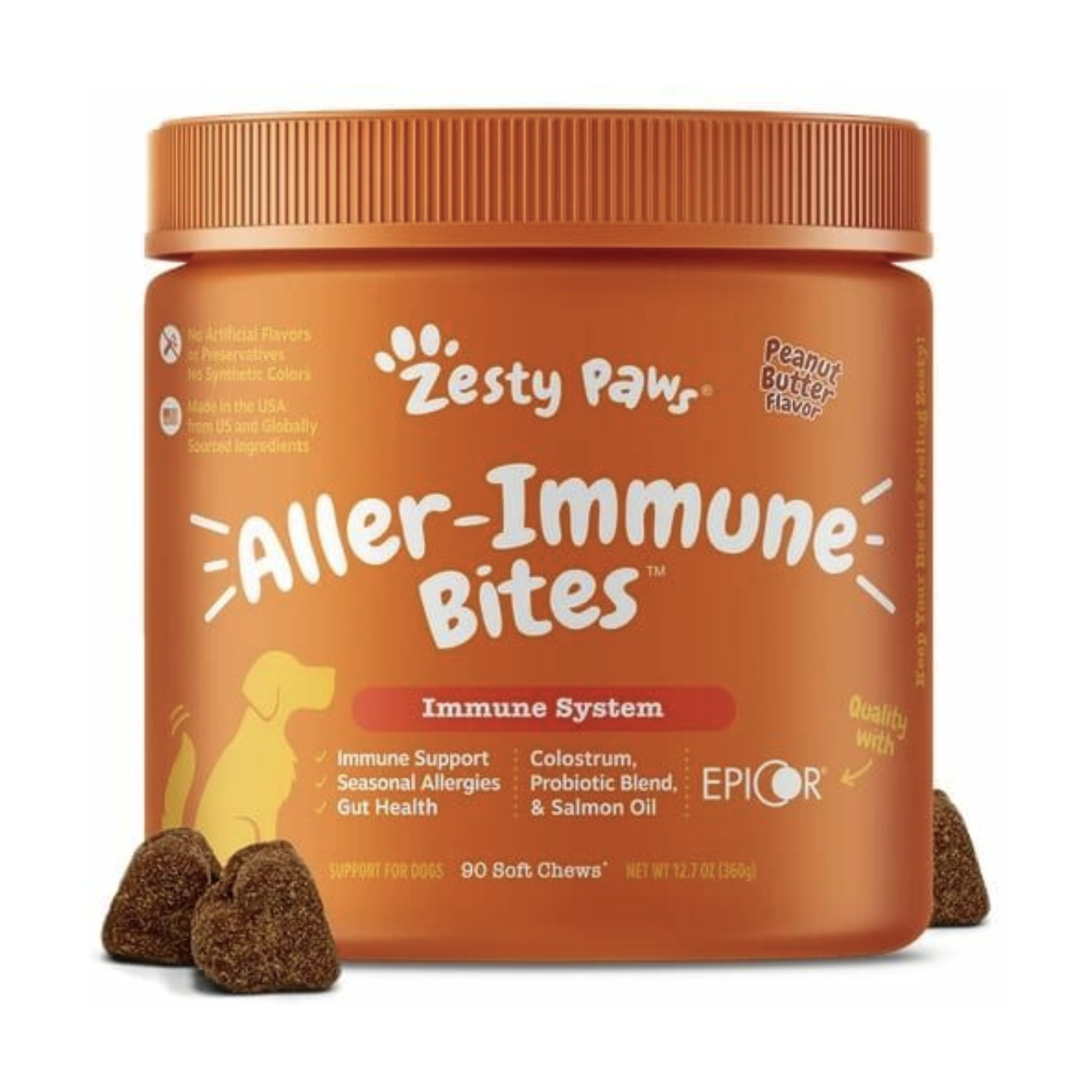 Zesty Paws - 犬用抗敏免疫咀嚼軟粒 (花 生 醬 味) 90粒