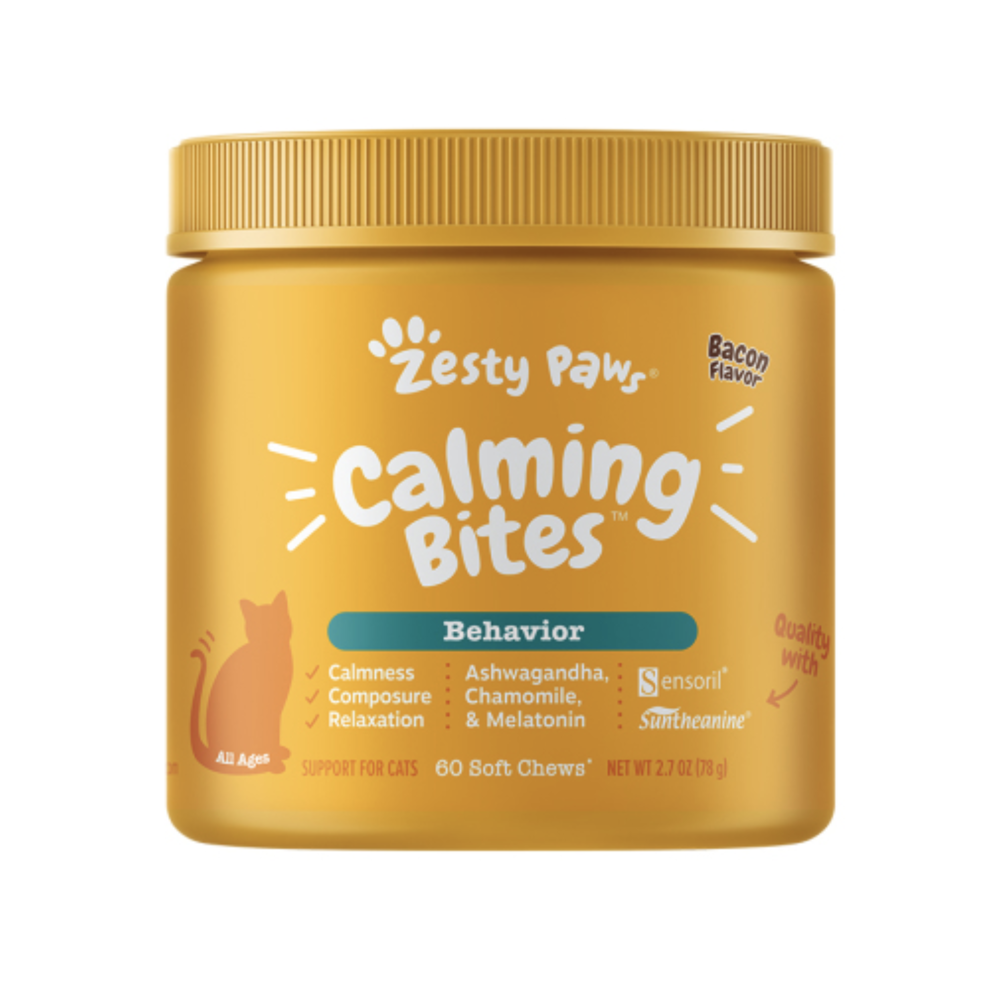 Zesty Paws -  貓用情緒舒緩咀嚼軟粒 - (煙肉味)60 粒