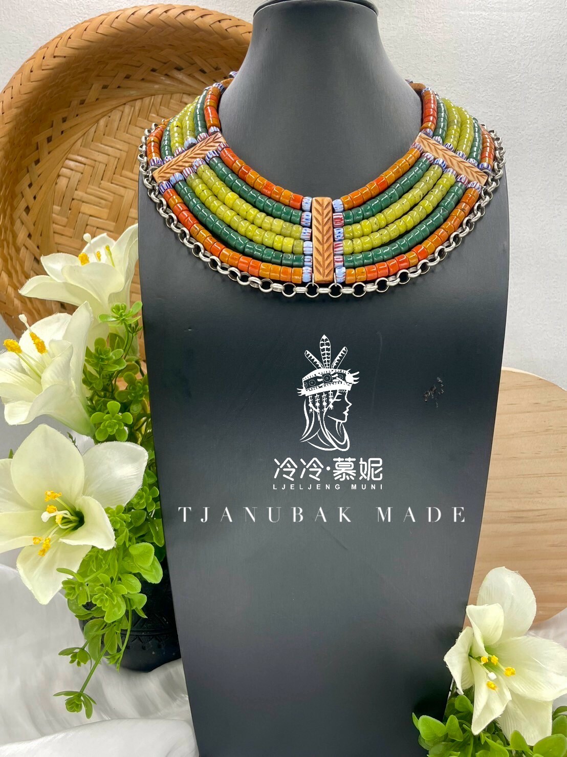 W-No.26貿易老珠六排複串短鍊49cm