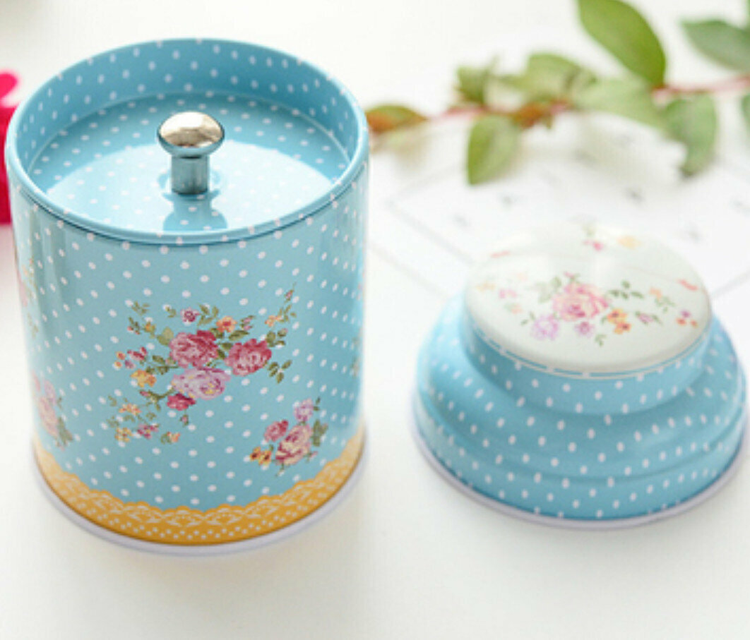 Popular round double-lid sealed storage iron box (03) (diameter 6.7cm*height 9.6cm)