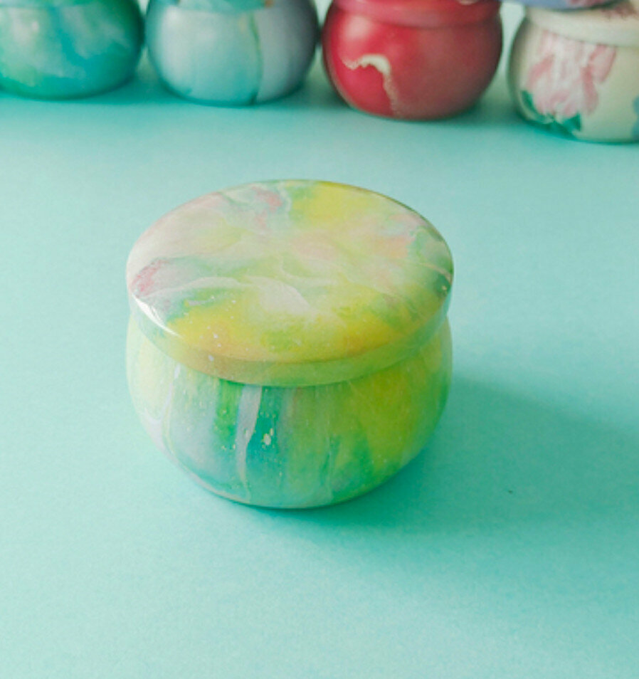 Popular storage iron box (starry sky light green) (diameter 7cm*height 5cm)