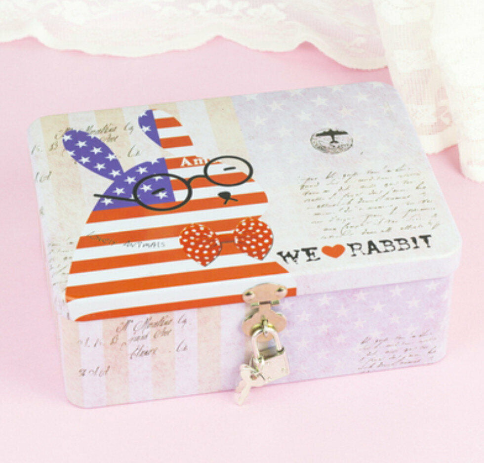 Popular lockable password storage iron box (medium size Z4) (length 21cm*width 15.5cm*height 7.7cm)
