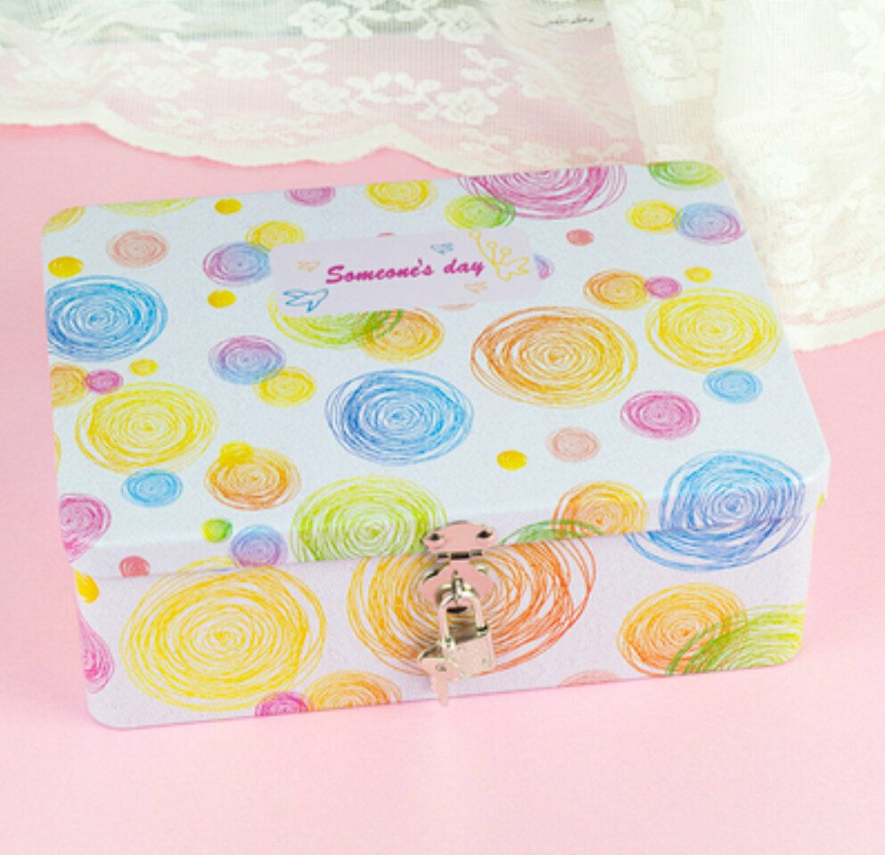 Popular lockable password storage iron box (large size 48) (length 24.5cm*width 18cm*height 8.5cm)
