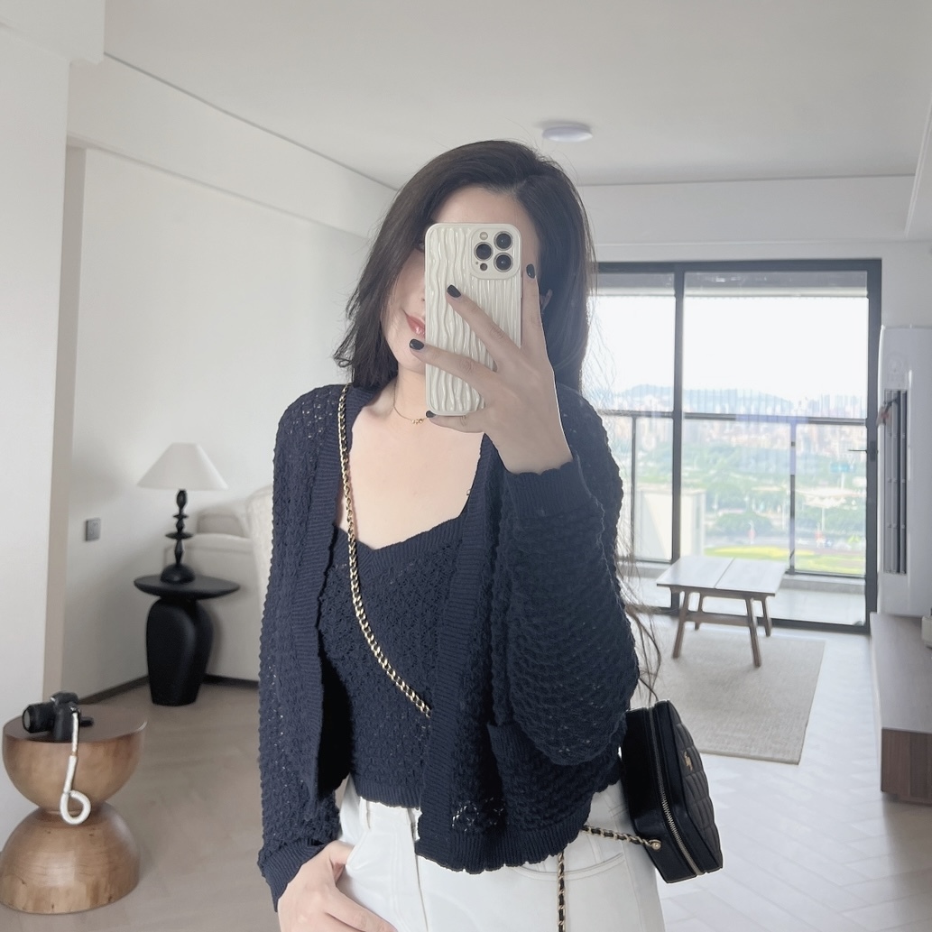 現貨 7064 深藍&nbsp;針織線衫套裝