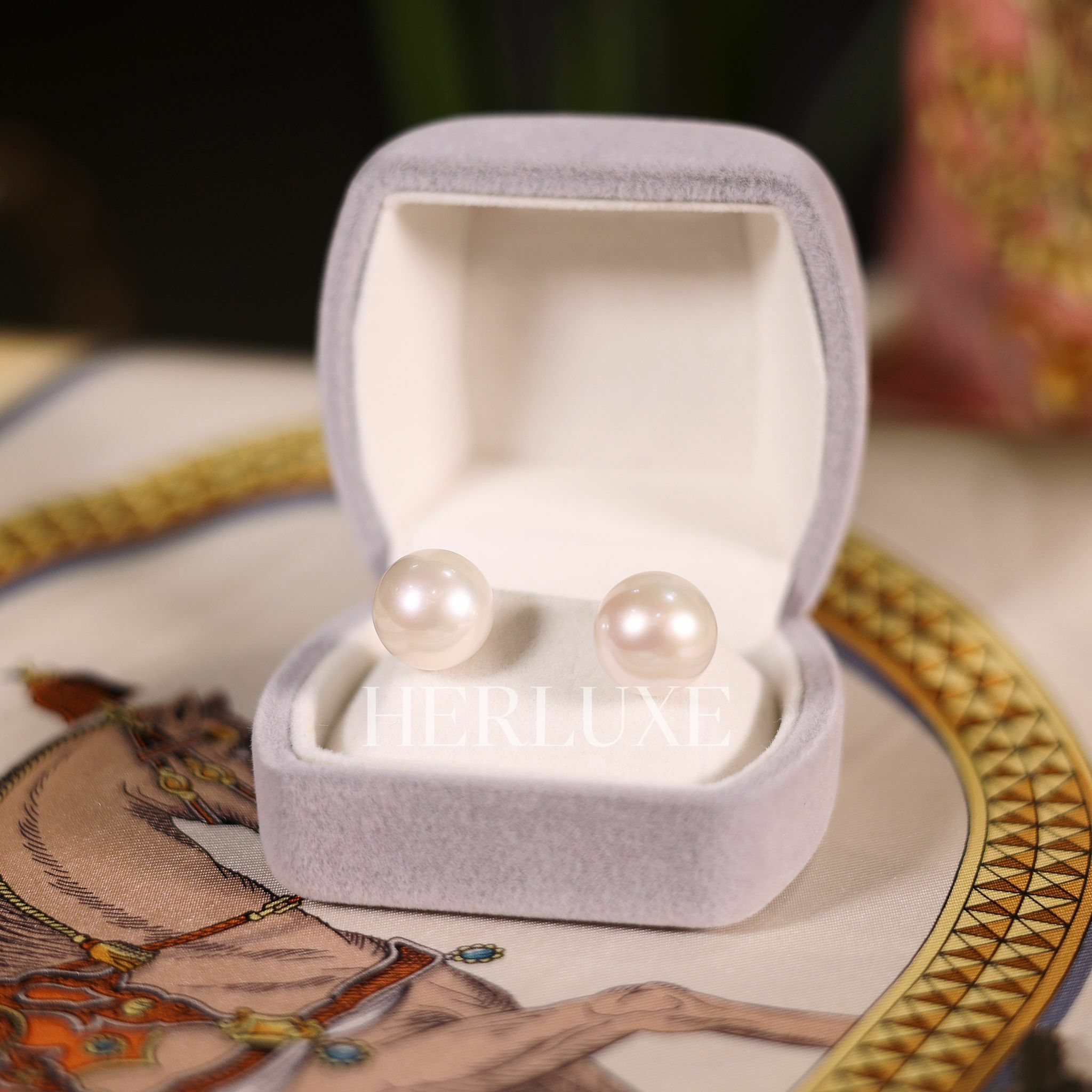 淡水珍珠5A級對珠耳釘 13-14mm