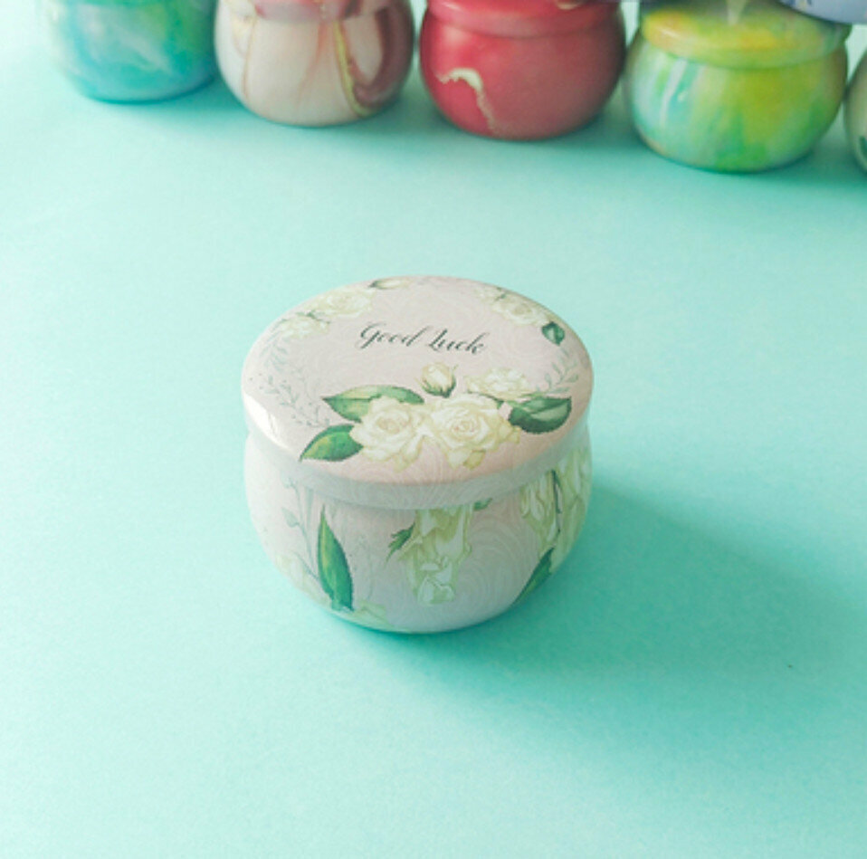 Popular round storage iron box (light apricot color) (large diameter 7cm height 5cm)