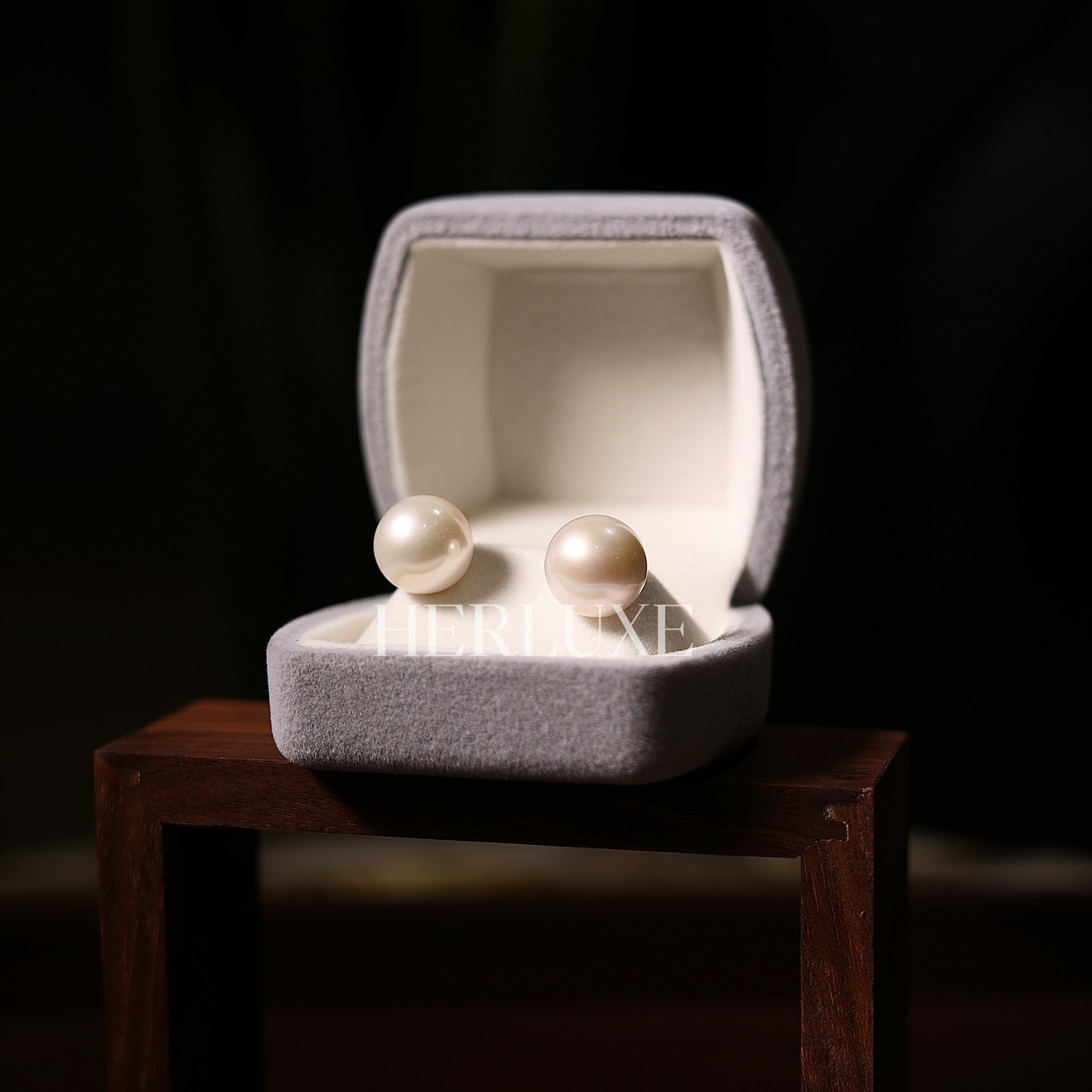 淡水珍珠5A級對珠耳釘 13-14mm