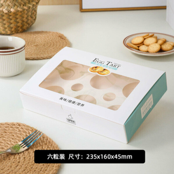 Hot style (10 sets) egg tart box (6 pieces egg tart box (blue EGG))