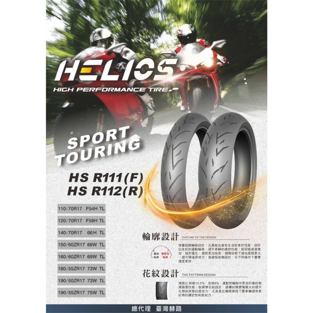 【HELIOS 赫璐】HS-R111/HS-R112/HS-S1運動胎 熱熔胎 鋼絲胎