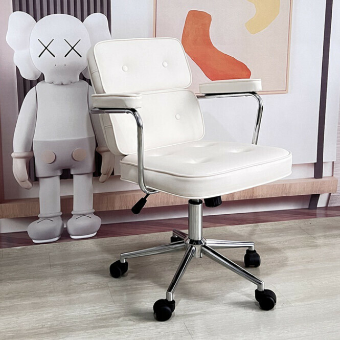 Popular computer chair, office chair, dormitory durable simple style chair (off-white)