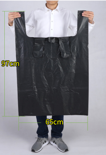 Hot style (pack of 50) disposable large thickened plastic garbage bags (black) (size: 65cm*97cm)
