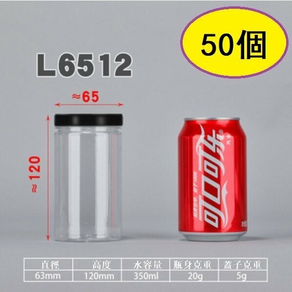 爆款（50個）黑蓋塑膠糖果罐（黑L6512-20g/薄）