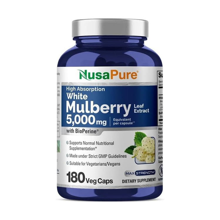 NusaPure Mulberry Leaf Extract 5000 mg  with Bioperine  , 180 Caps